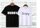Hubby & Wifey print couple tee set