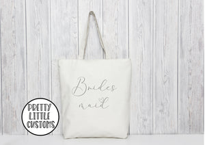 Bridesmaid heart print tote bag