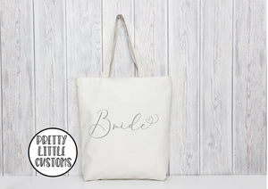 Bride heart print tote bag