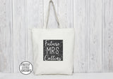 GLITTER Future Mrs (your name) personalised print tote bag