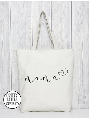 Mama heart print tote bag