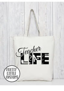 Teacher Life print tote bag