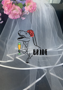 Bride dino dinosaur print hen party veil - bride wedding bachelorette bridezilla bridesaurus