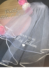 Personalised Soon to be Mrs (Your Name) hen party veil - heart