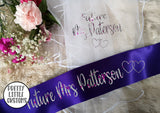 Personalised Future Mrs (Your Name) hen party veil & sash set - PURPLE