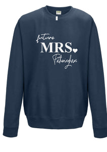Personalised future Mrs (your name) sweater - airforce blue