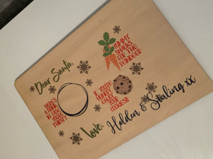 Personalised Christmas Eve Santa treat MDF board/placemat - your name/s