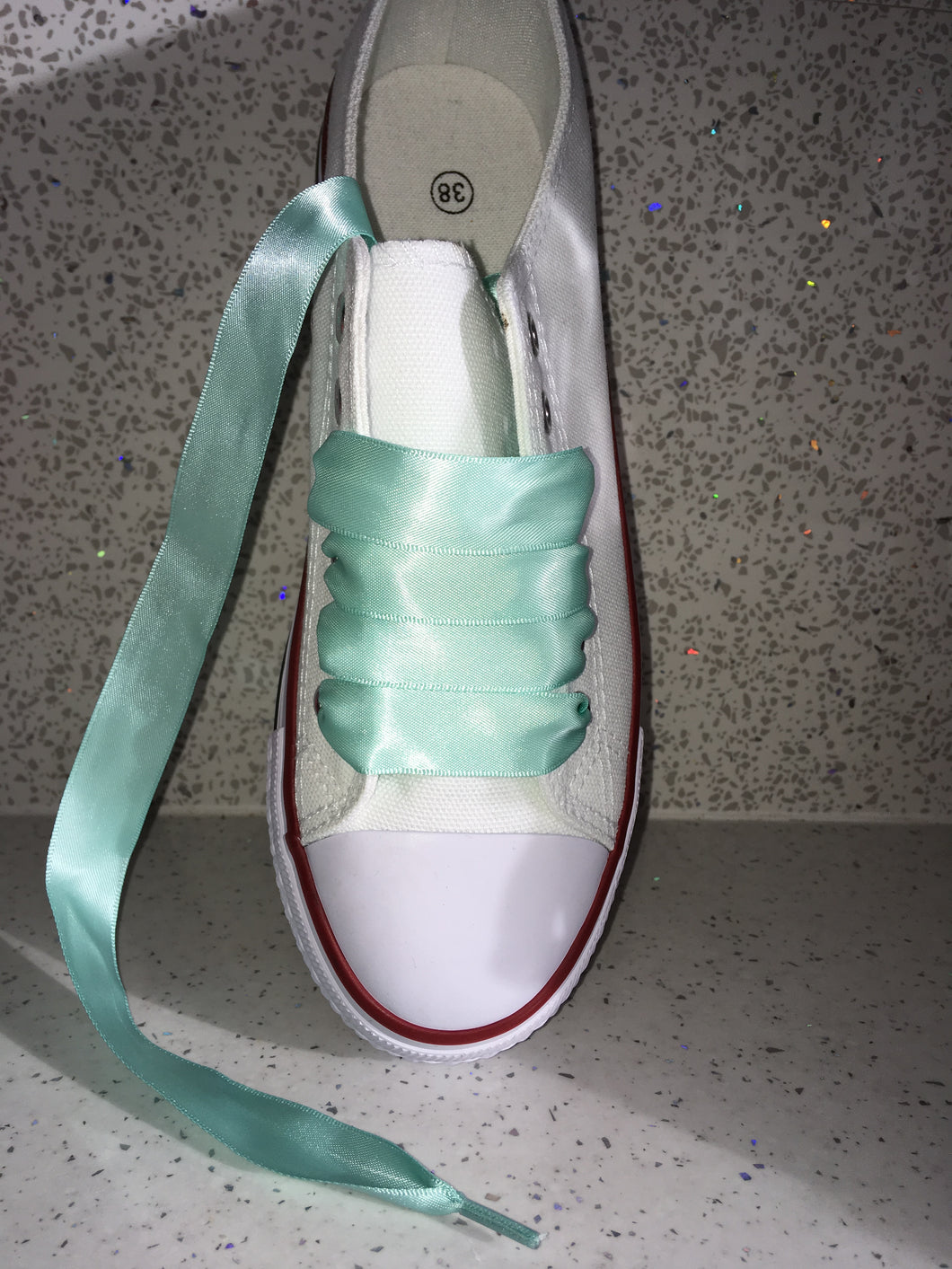 Mint green Ribbon Laces For Canvas Trainers