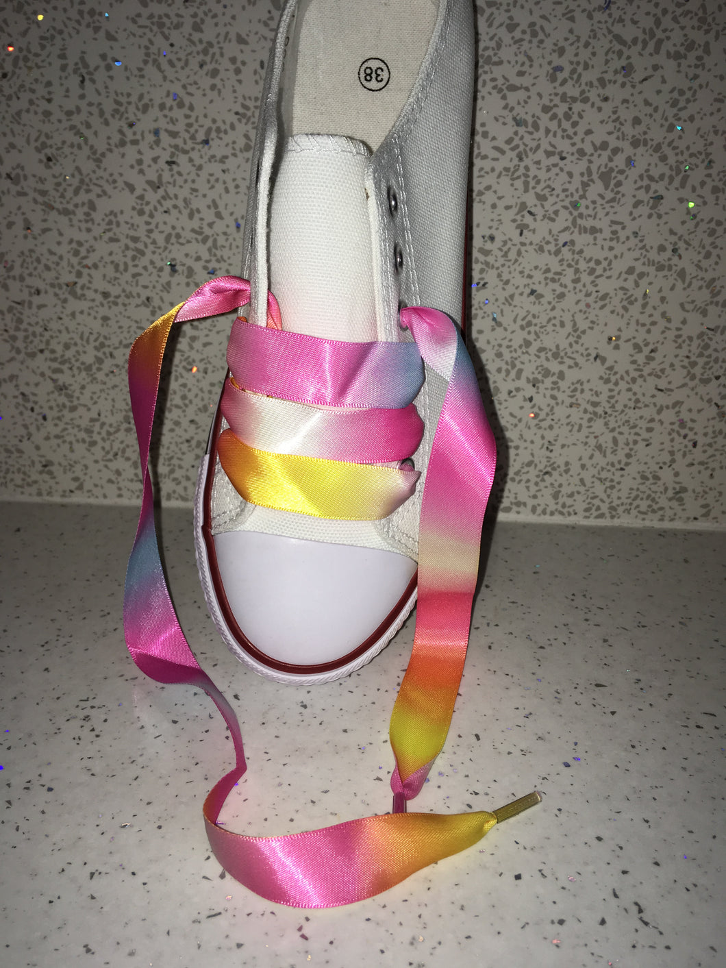 Rainbow Ribbon Laces For Canvas Trainers - style 1