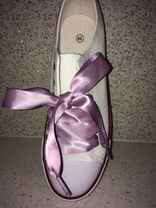 Lilac Ribbon Laces For Canvas Trainers