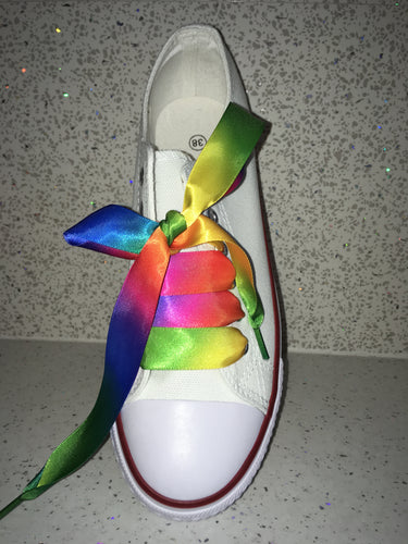 Rainbow Ribbon Laces For Canvas Trainers - style 2
