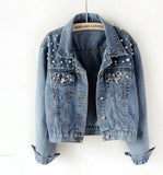 Personalised Mrs (your name) print wedding bridal denim jacket with pearl detail and heart design