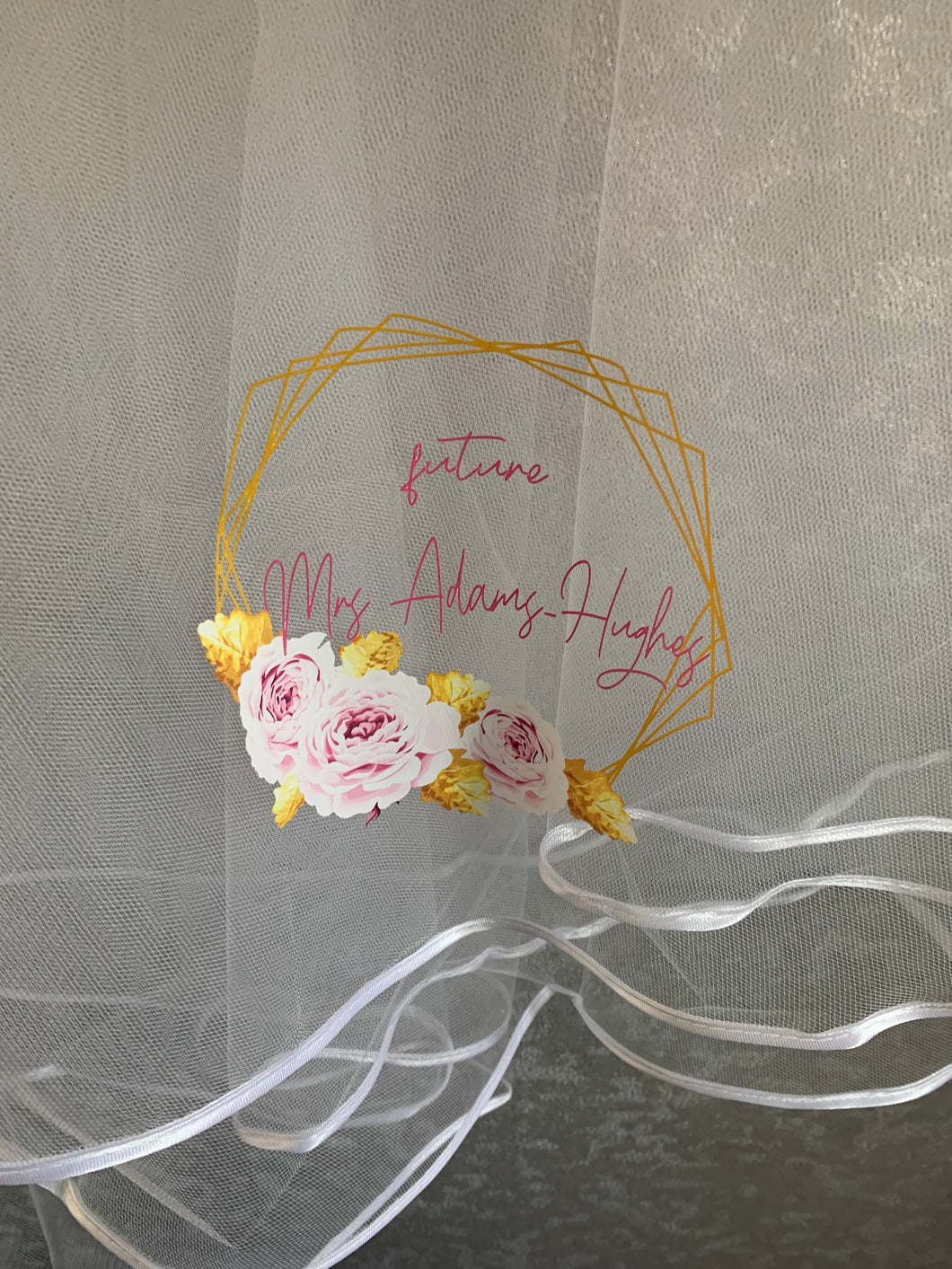 Personalised Future Mrs (Your Name) hen party veil - wreath design